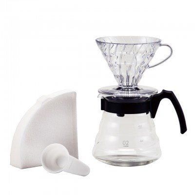 Набор HARIO V60 CRAFT, графин 600 мл, пластиковый пуровер 02, мерная ложка, 40 фильтров